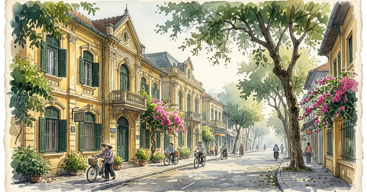 Illustration: Spaziergang durch das French Quarter von Hanoi