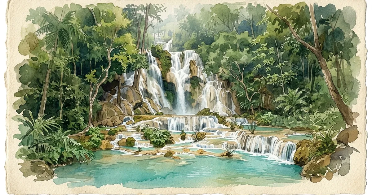 Illustration: Kuang-Si-Fälle